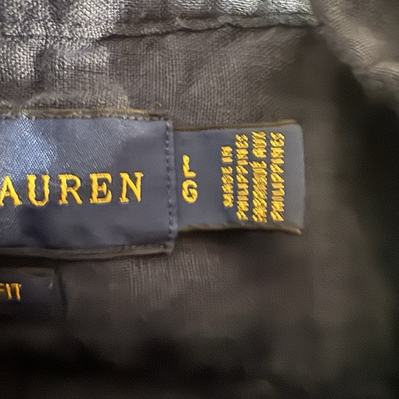 Ralph Lauren Classic Fit 100% Linen S/S Button Up Up Shirt Navy Blue Men's Sz L - Picture 4 of 6